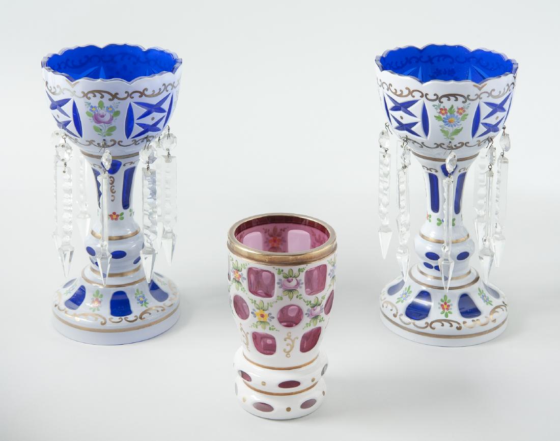 3 Pcs Bohemian Glass Incl Lustres (1 of 5)