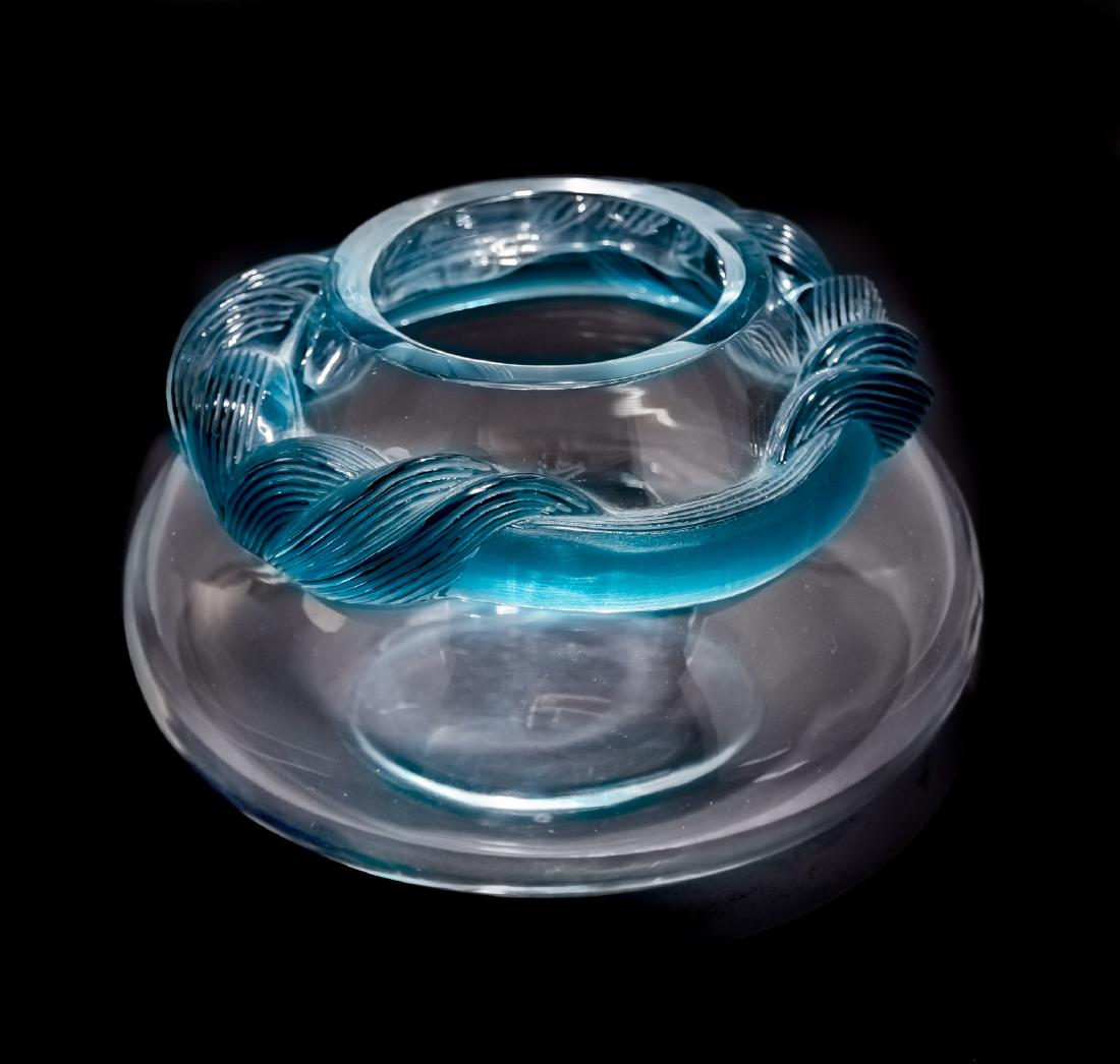 Lalique Clear & Turquoise Crystal Cyrus Vase (1 of 3)