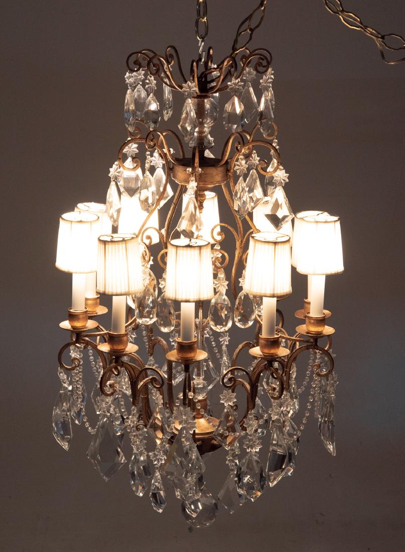 Gilt Metal & Crystal 10 Light Chandelier (1 of 2)