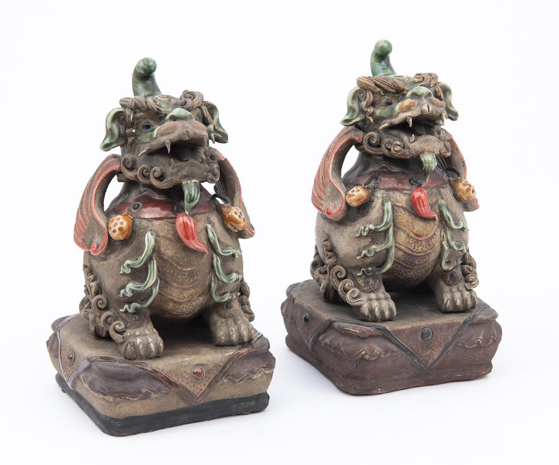 Pair of Foo Dog Roof Tiles (1 of 3)