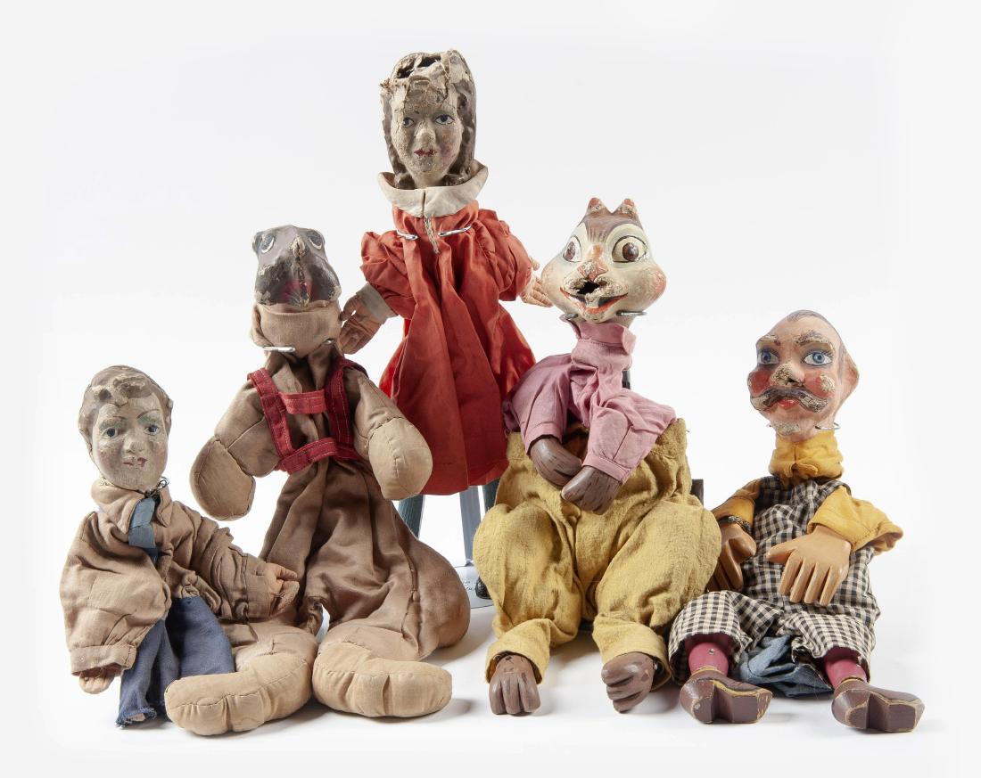 5 Papier Mache Puppets Incl WPA: 10-1/2" to 20" high.