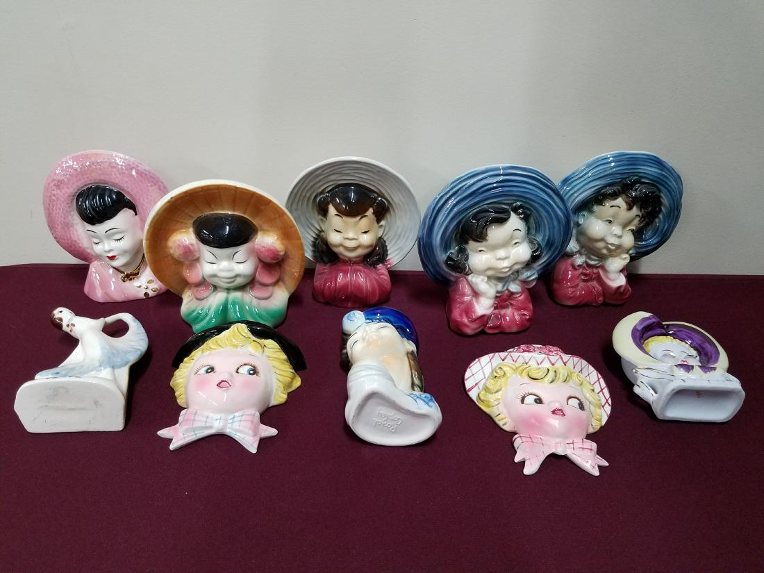 10 Figural Wall Pockets incl. Royal Copley (1 of 3)