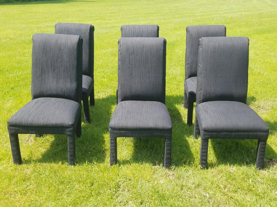 Set of 6 black upholstered dining room chairs. (1 of 1)