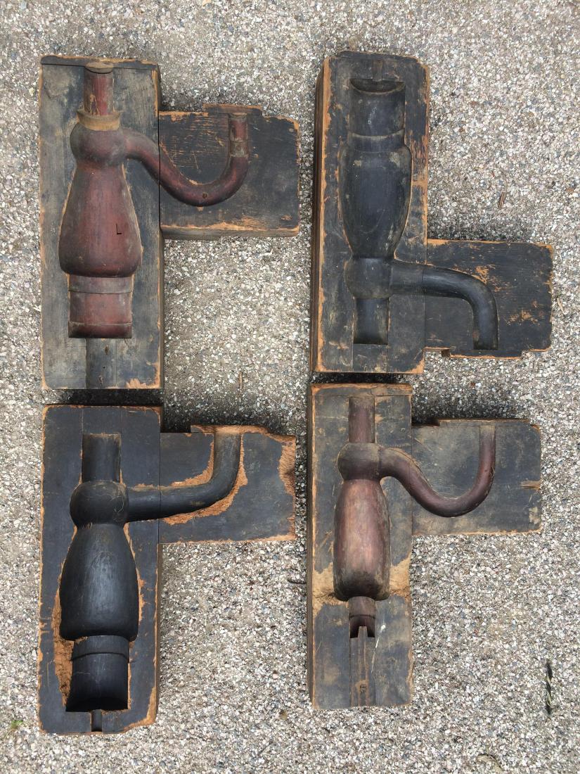 4 Vintage Wooden Molds: 18-1/2” to 19” long