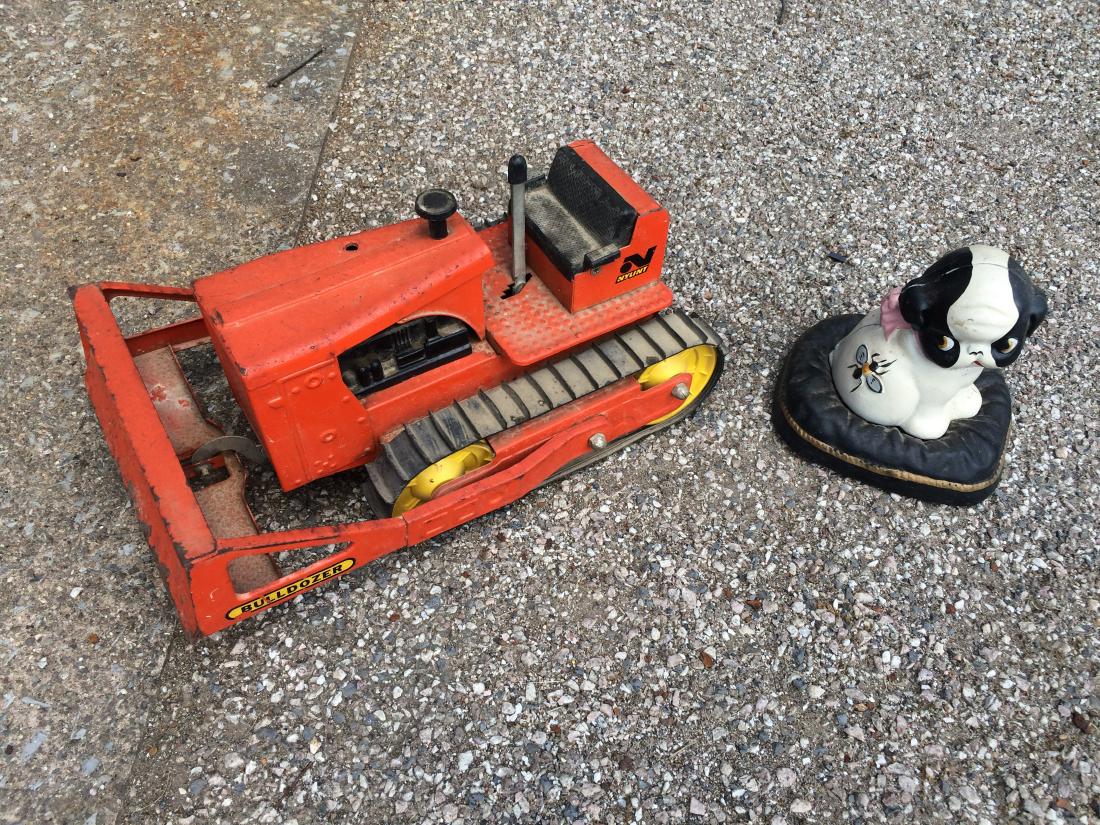 2 Vintage Toys . Cast Metal Dog and Nylint Dozer (1 of 1)