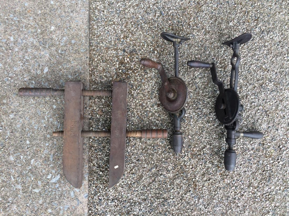 3 Vintage Tools incl Clamp and Hand Drill (1 of 1)