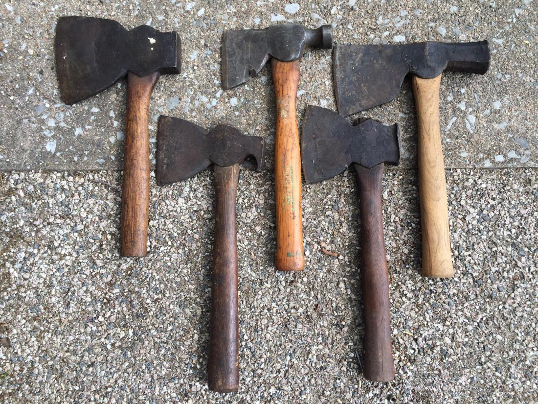 5 Hatchets: 13 inches to 15 inches high.
