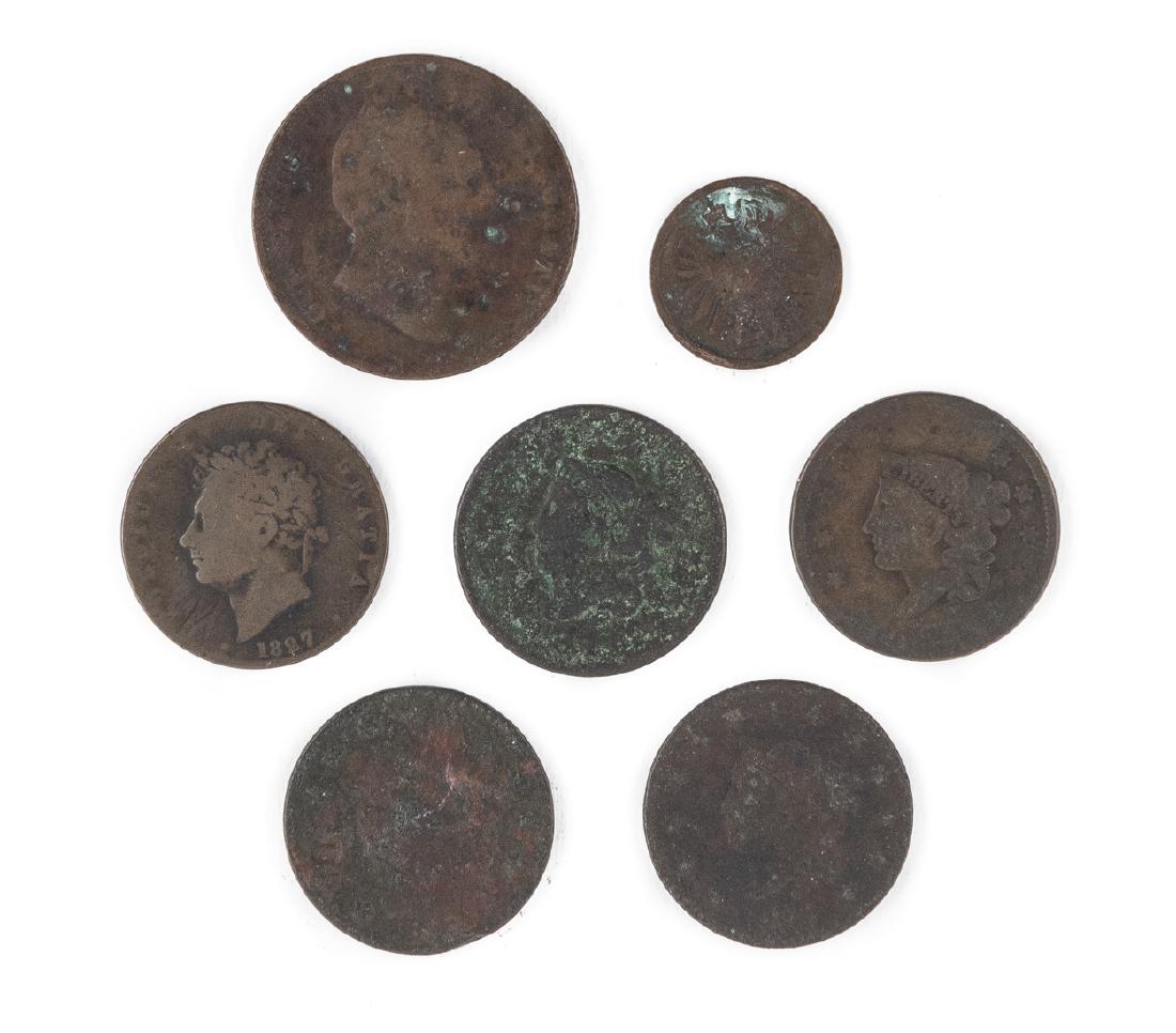 7 Coins Incl US Large Cents (1 of 2)