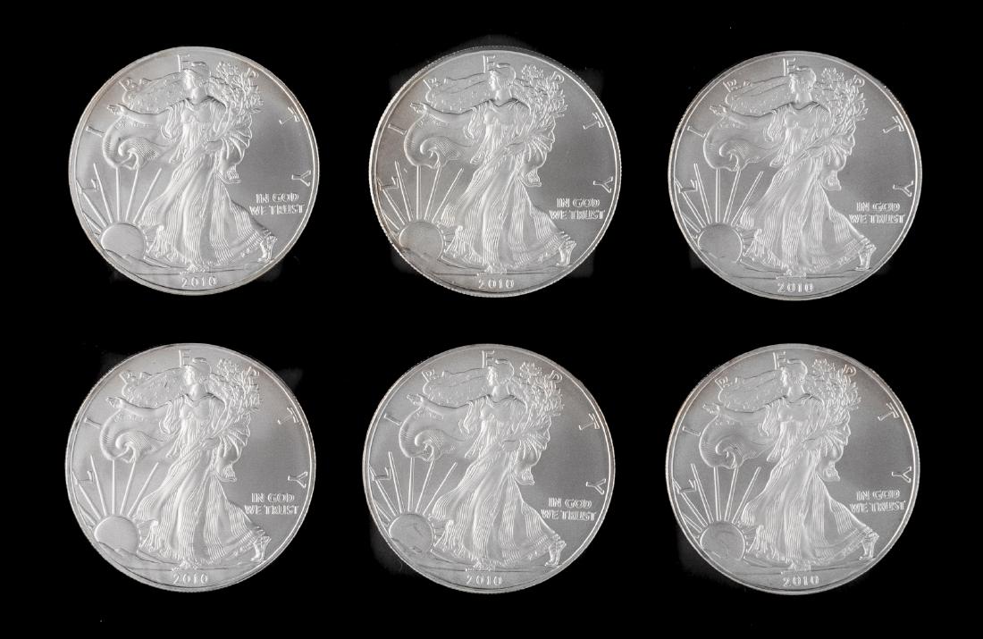 6 2010 American Silver Eagles (1 of 2)