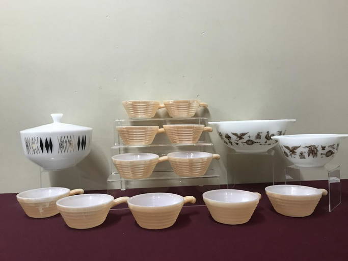 14 Pcs Fire King And Pyrex