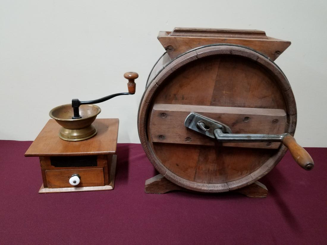 Churn and Coffee Grinder: 11" to 15" high.