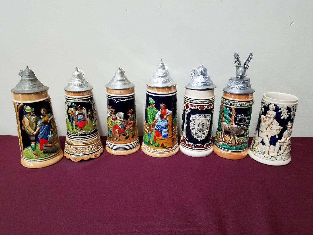 7 German Steins incl 1 Musical (1 of 2)