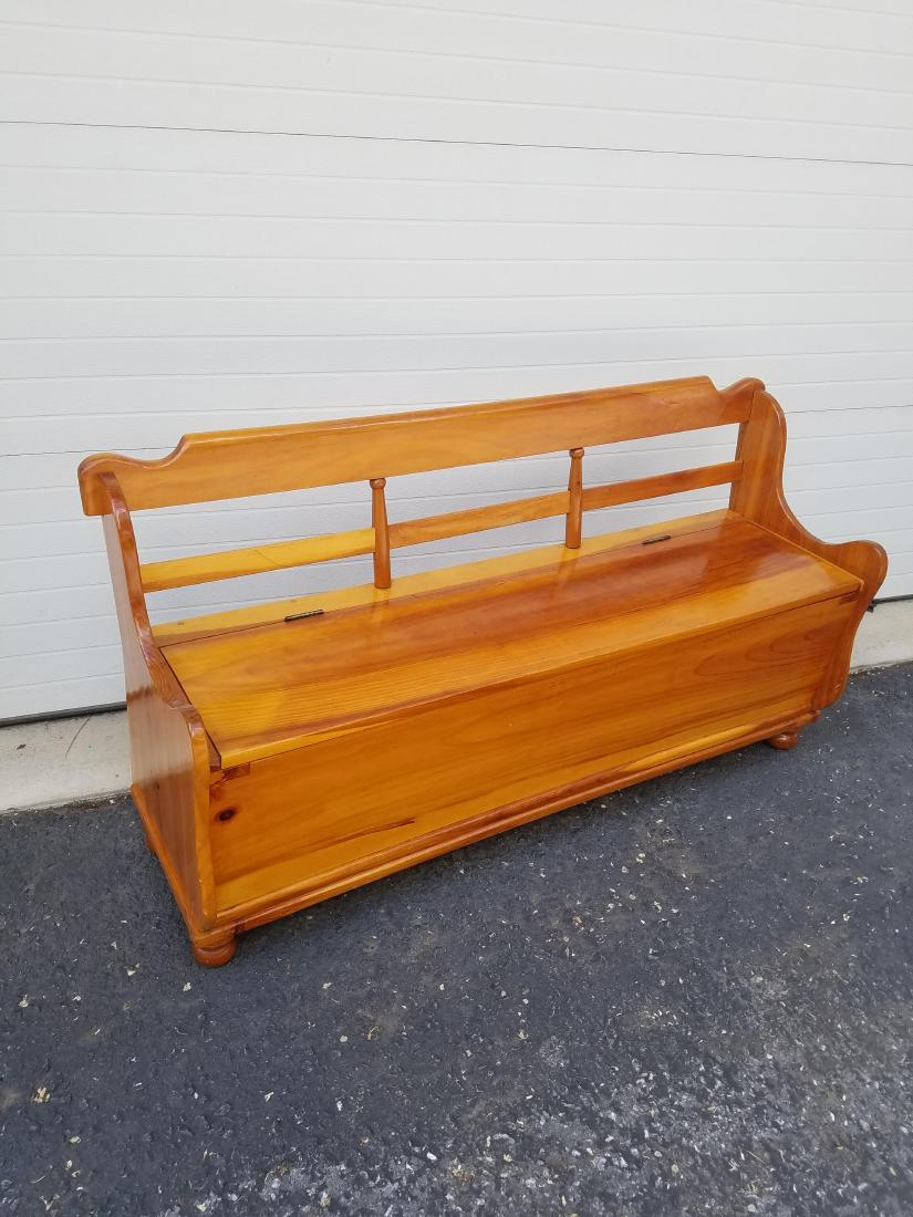 Storage bench.: Height 33 in. Depth 17 in. Width 59 in.