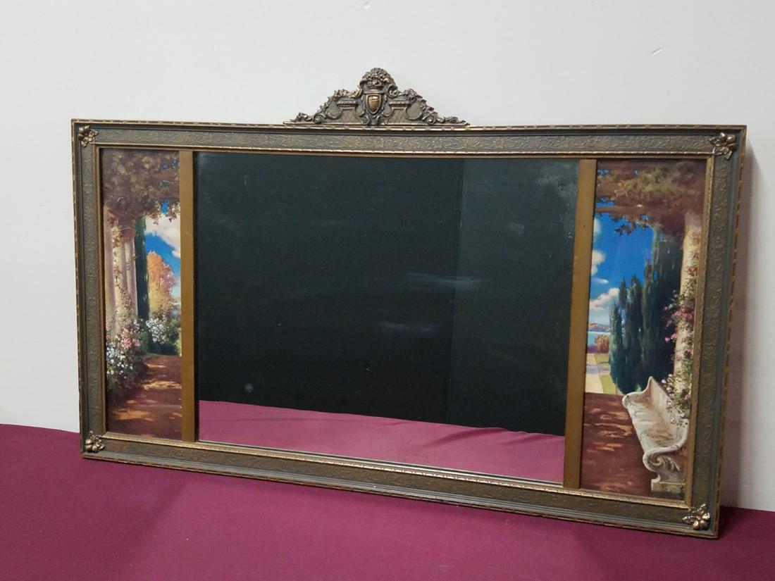 Antique Mirror with Print Side Panels (1 of 3)