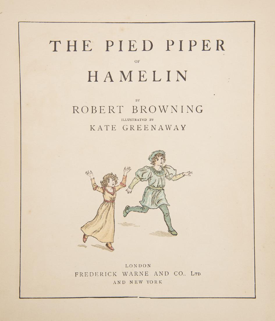 The Pied Piper of Hamelin Illus Greenaway: DESCRIPTION: The Pied Piper of Hamelin. By Robert Browning. Illustrated by Kate Greenaway. Frederick Warne and Co, Lt. London and New York. 1901. Engraved and printed by Edmund Evans, Ltd. CONDITION: