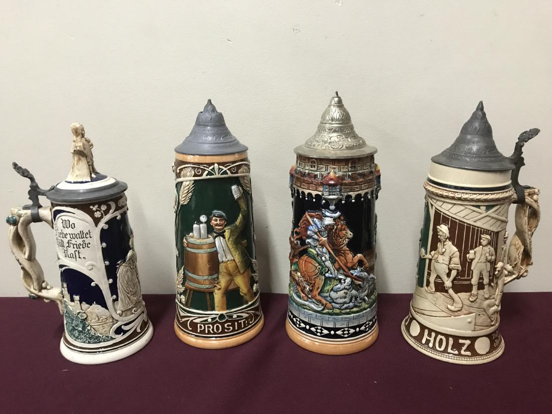 4 Tall German Beer Steins incl Matthias (1 of 3)