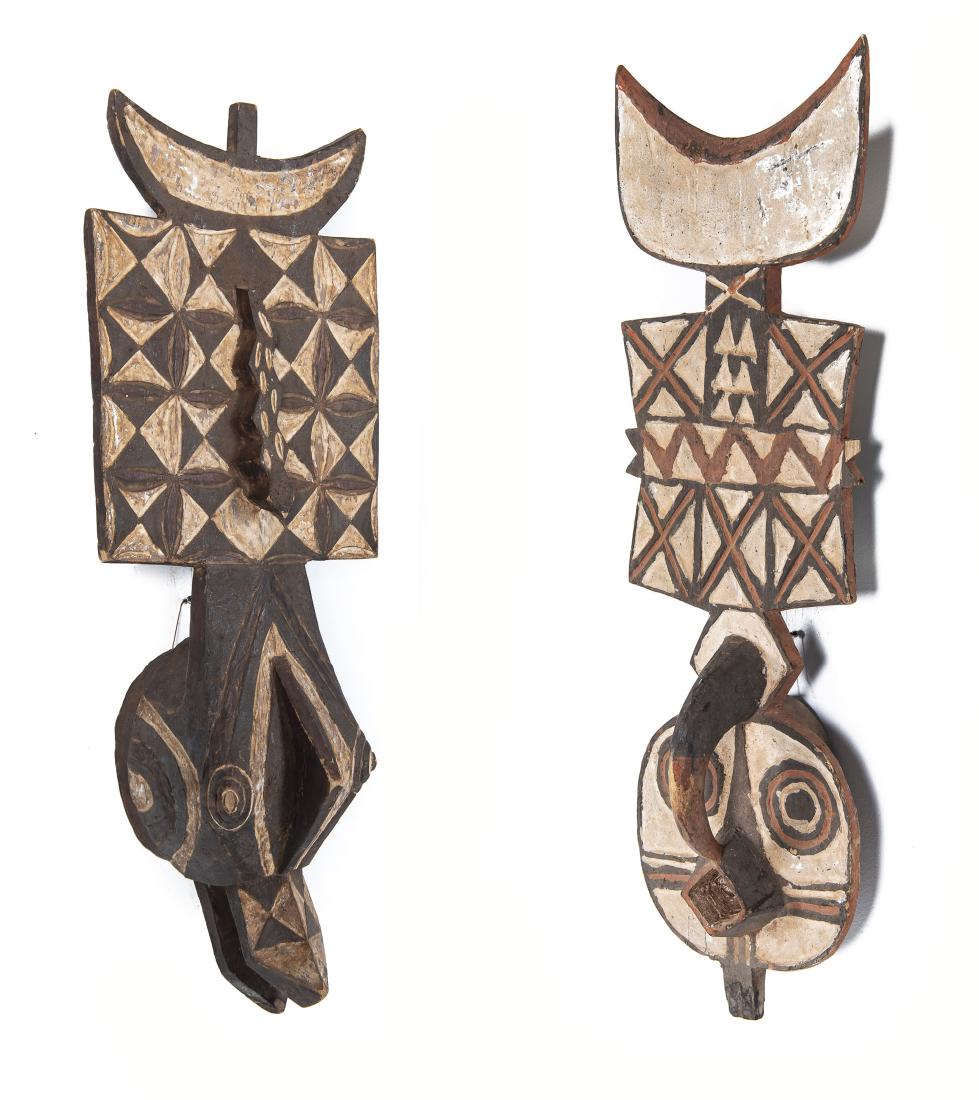 2 African Carved Polychrome Wood Masks (1 of 5)