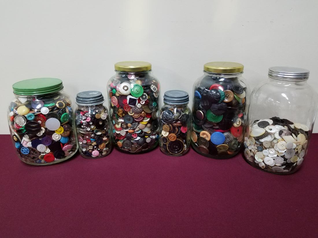 6 Antique and Vintage Jars of Buttons (1 of 2)
