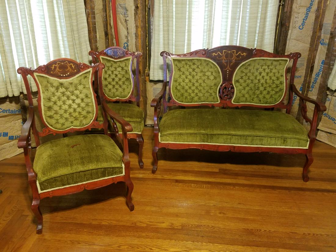 3 Pcs Victorian Parlor Suite with Inlaid (1 of 3)