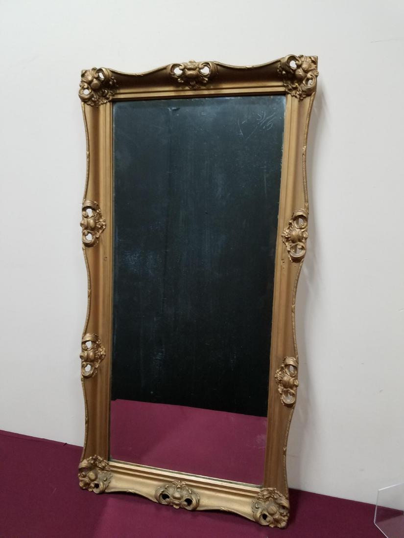 Antique Beveled Glass Mirror: 45" high x 23" wide. Spotting in glass.