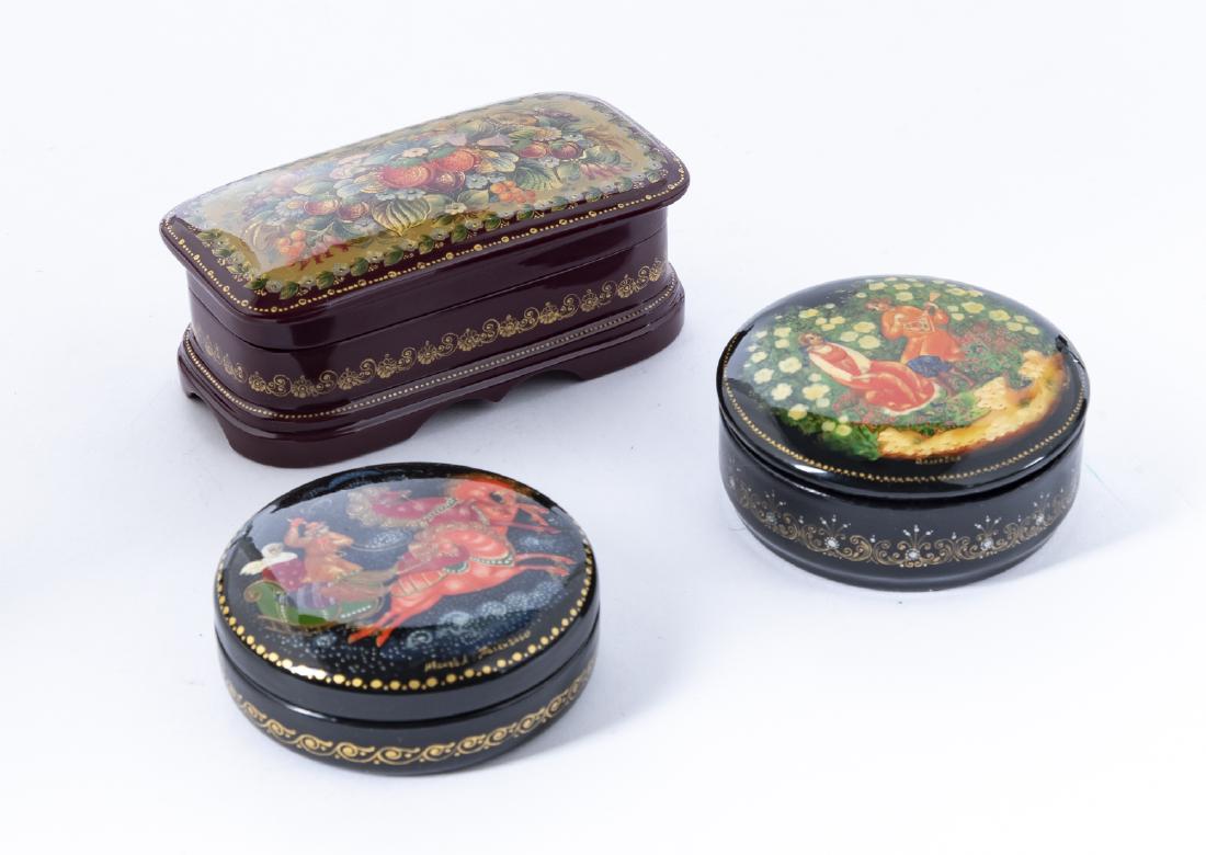 3 Palekh Russian Lacquer Boxes (1 of 2)