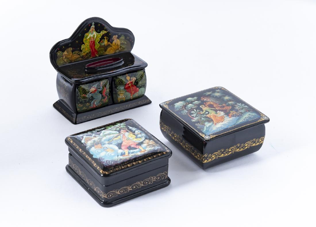 3 Palekh Russian Lacquer Boxes (1 of 3)