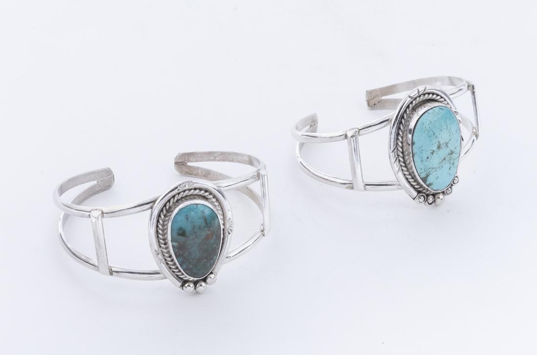 2 Silver and Turquoise Cuff Bracelets (1 of 3)
