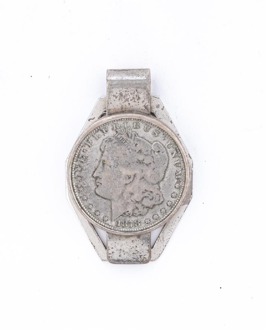 1878 Silver Dollar Money Clip: Clip marked "Liberty Sterling".