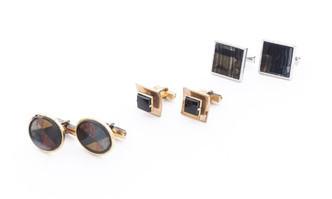 3 Pairs Sterling and Gold Filled Cufflinks (1 of 1)