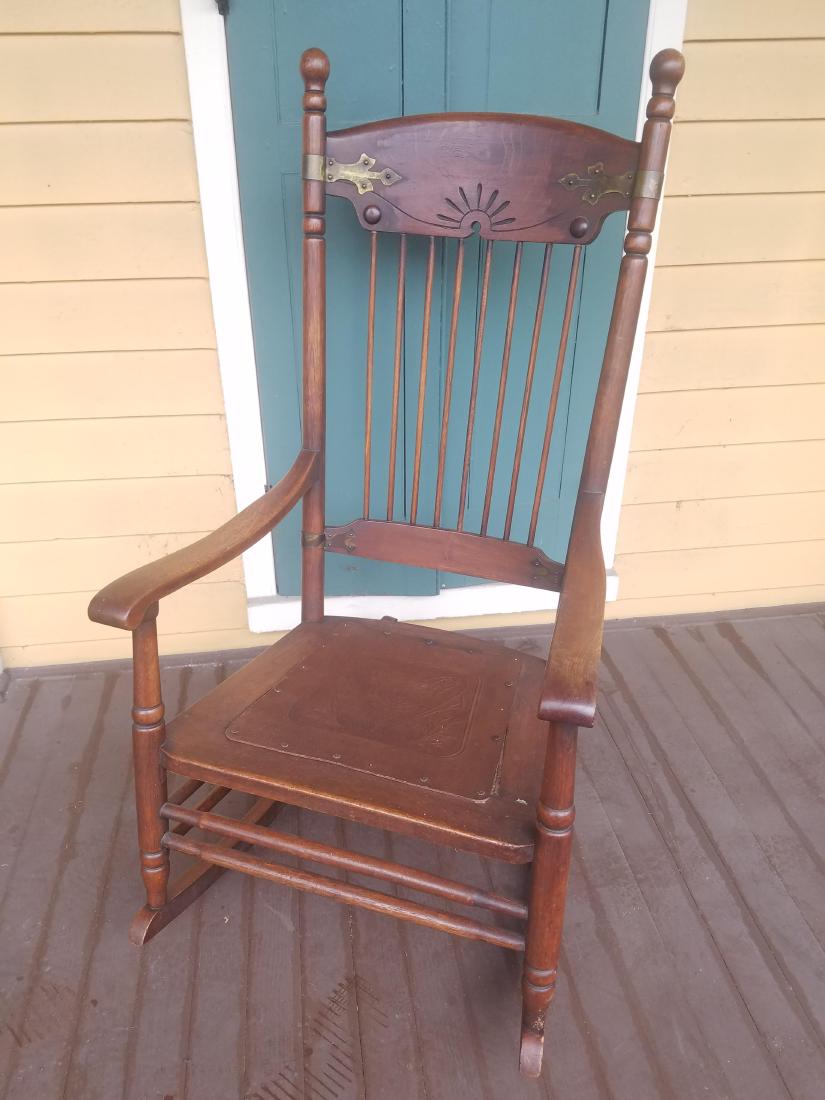 Wooden Rocking Chair: Width 24" X depth 32 1/4" X height 47"