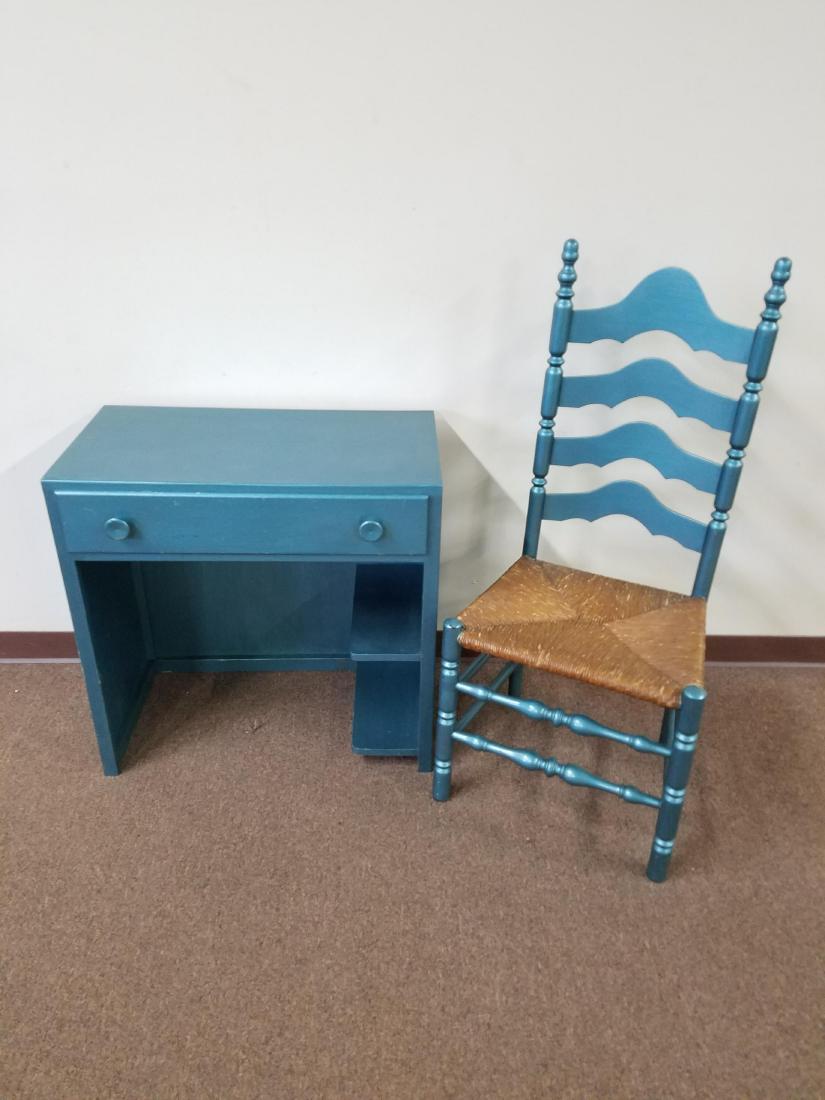 Blue Painted Desk And Chair (1 of 1)