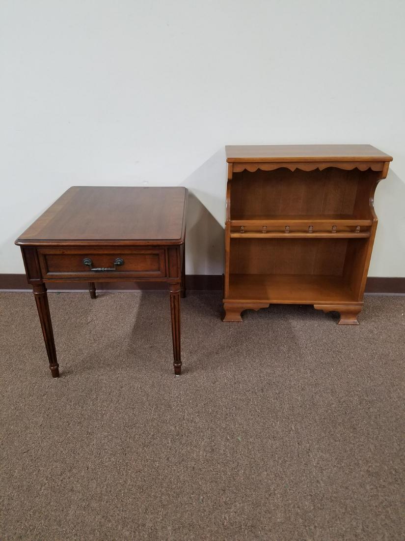 Side Table And Low Bookcase: Table width 24" X depth 10 1/4" X height 29". Bookcase 21" X depth 10" X height 22 1/4"