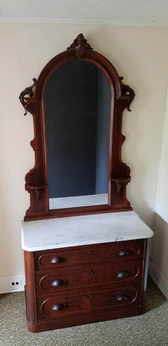 2 Pc Victorian Marble Top Bedroom Set