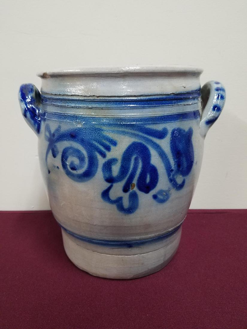 Handled Cobalt Decorated Crock (1 of 2)
