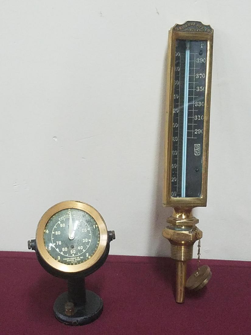 Nautical Thermometer and Odometer: Includes Fisher-Pierce odometer and Tagliabue MFG. Co.