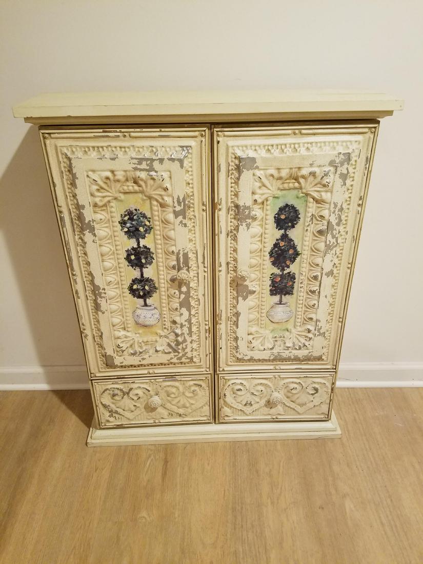 Painted Metal Door Wall Cabinet: 28 3/4" wide X 8" deep X 36 1/4" high.