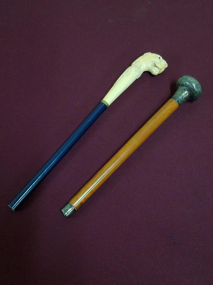 1 Carved and 1 Sterling Cane Top (1 of 3)