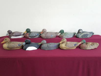 Sold at Auction: Group of vintage / primitive horns, paper duck decoy,  clothes pin holders