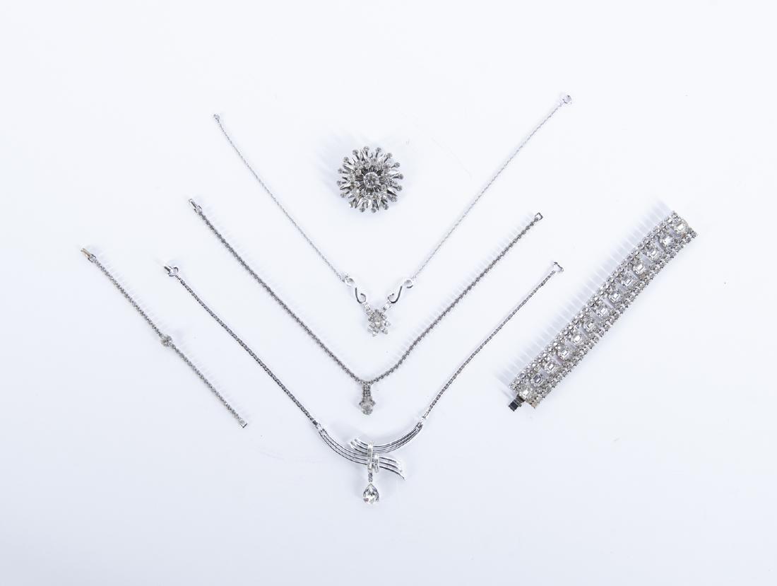 6 Pcs Costume Jewelry: Includes Coro and Espo Her Sterling. Bracelet 7-1/2".