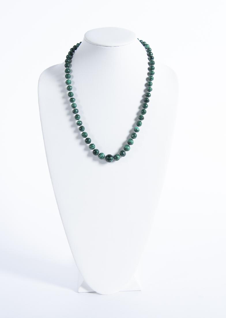 Malachite Bead Necklace: 23" long.