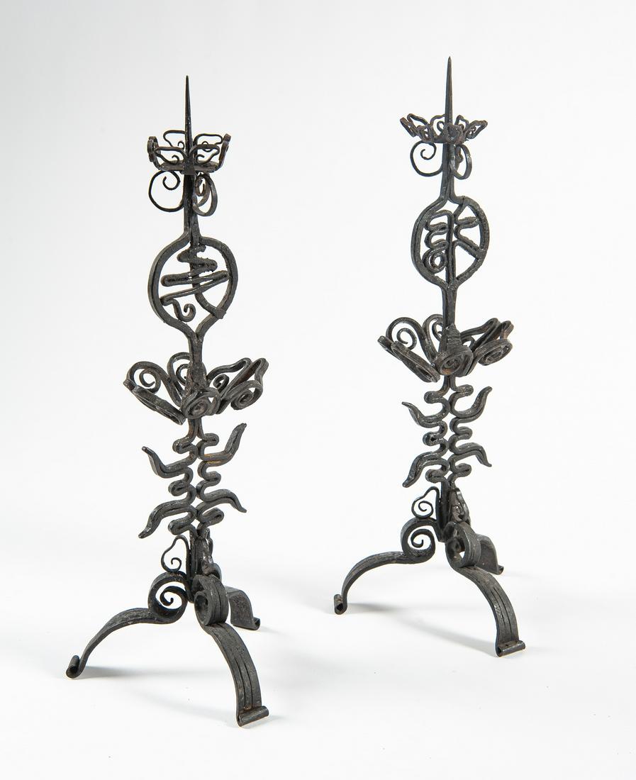 Pr of Chinese Iron Candlesticks (1 of 6)