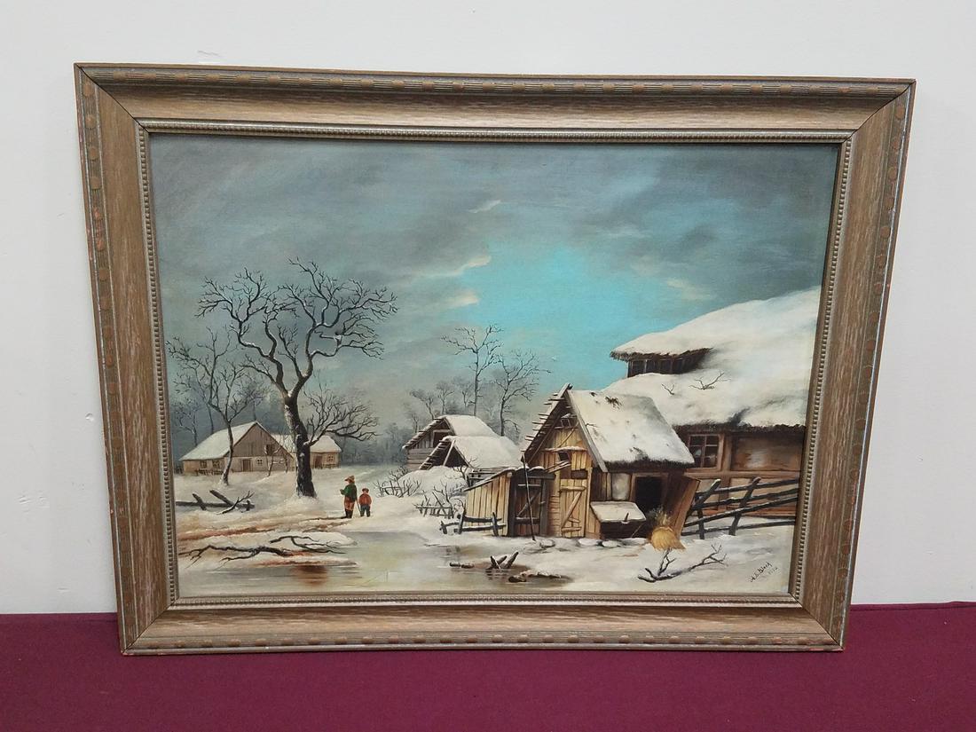 A. E. Black Winter Scene Painting (1 of 5)
