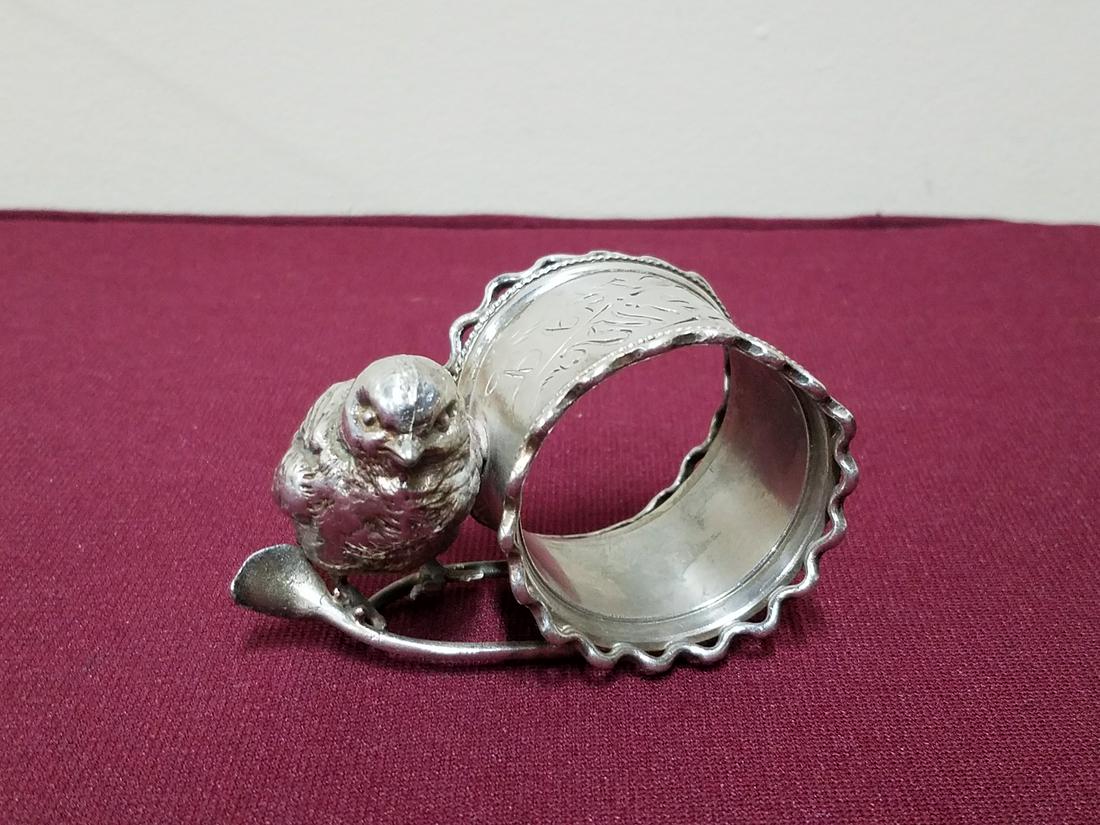 "Best Wishes" Silverplate Napkin Rinf: 3-1/4" long x 2" high.