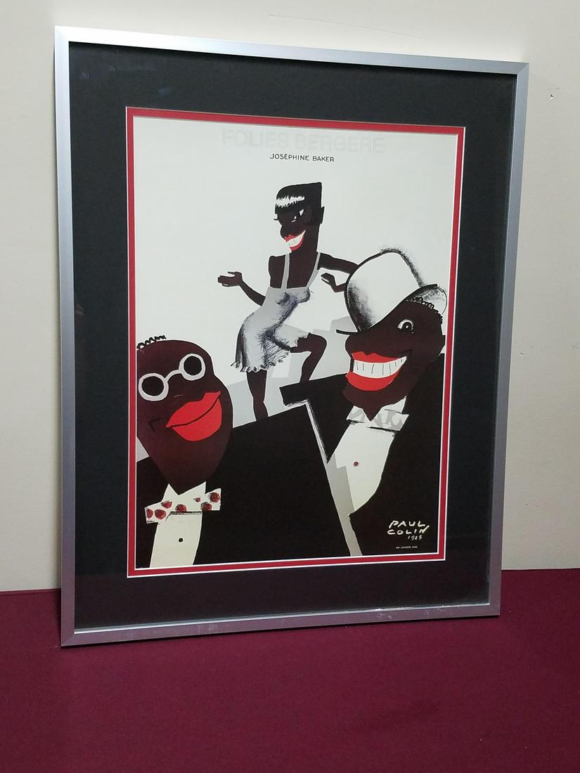 Paul Colin Black Americana Print: Overall with frame 30" high x 24" wide.