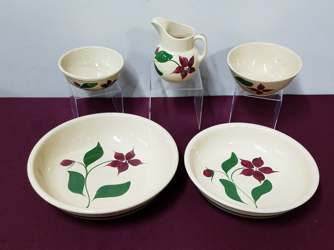 5 Pcs Star Flower Watt Pottery incl Spaghetti Bowl (1 of 2)