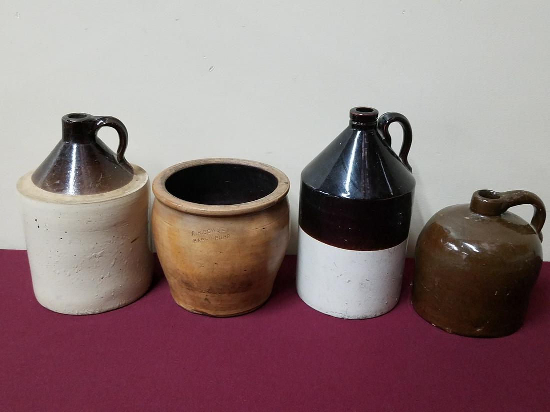 4 Stoneware Jugs and Crock incl Cowden and Wilcox (1 of 3)