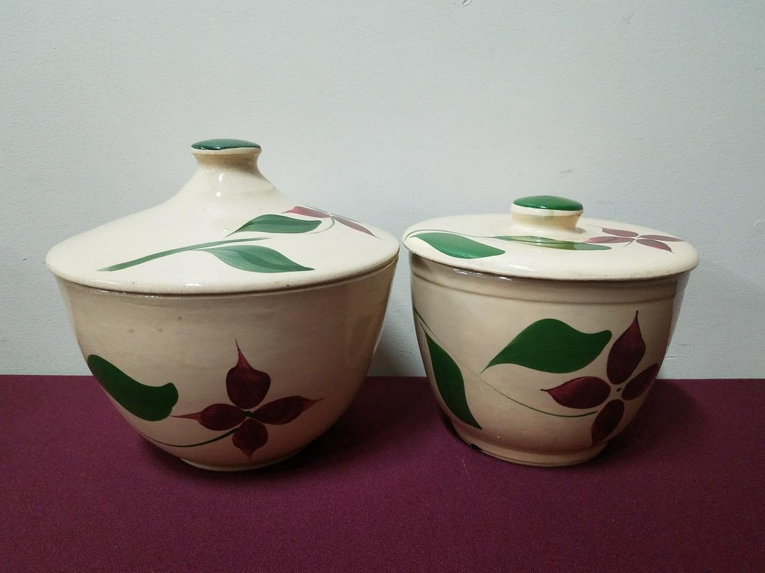 2 Star Flower Watt Pottery Covered Bowls (1 of 3)