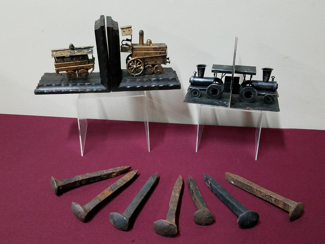 9 Pcs Train Bookends and Railroad Spikes (1 of 1)