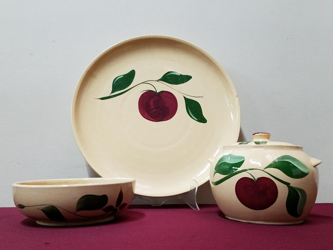 3 Pcs Watt Pottery incl Single Apple (1 of 5)
