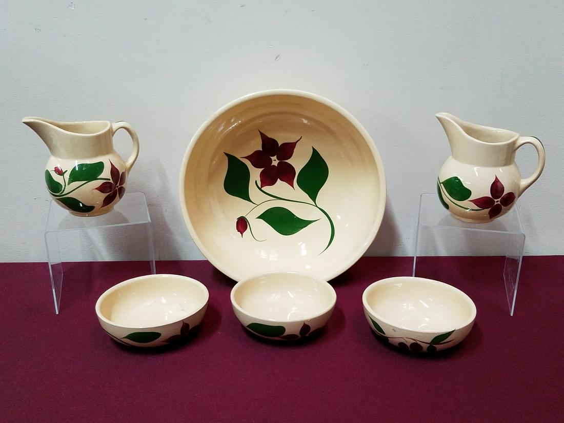 6 Pcs Watt Pottery incl. Star Flower and Teardrop. (1 of 3)